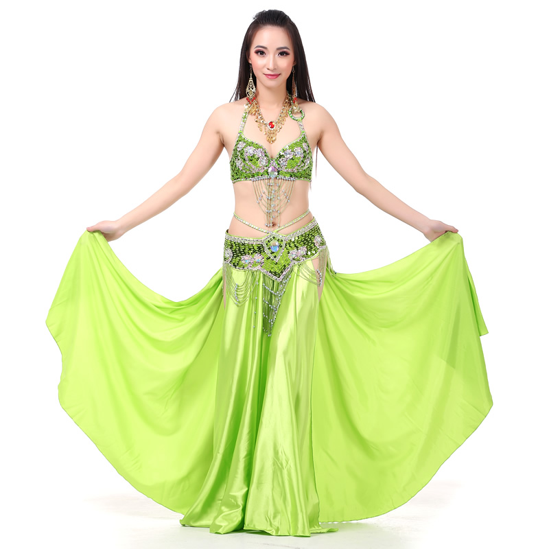 Wholesale Performance Dancewear Satin Belly Dance Skirt With 2 Side Slit More Colors